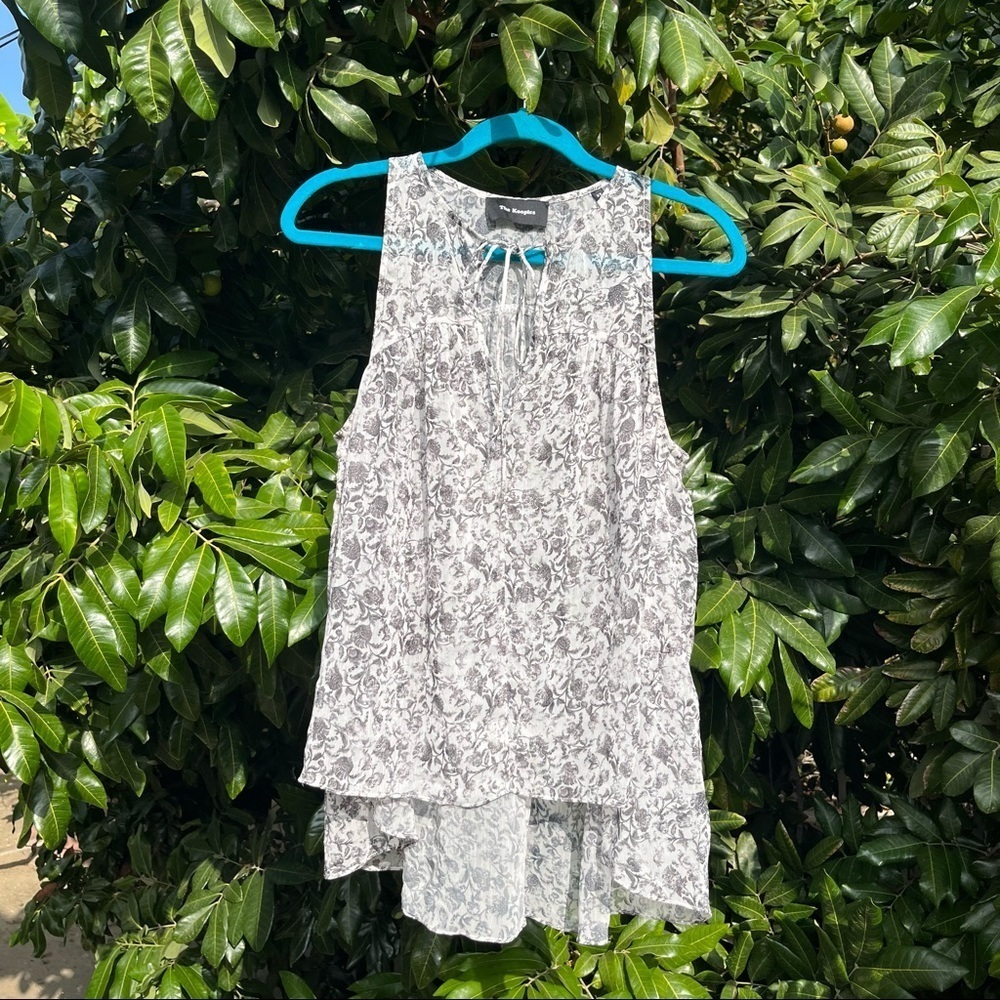 The Kooples ivory floral print sleeve sleeveless tank top